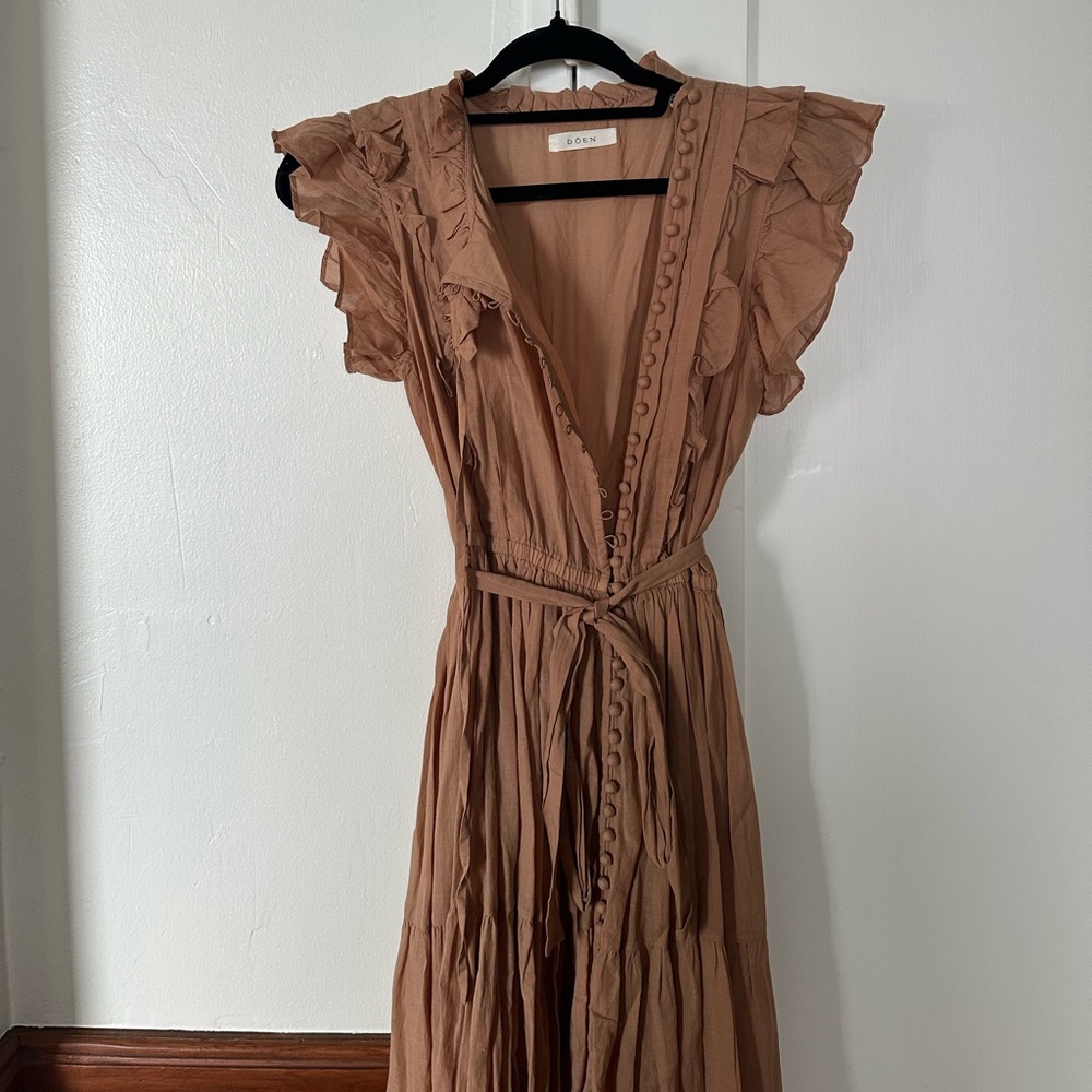 DÔEN Dress Brown Mock Neck Long Dress